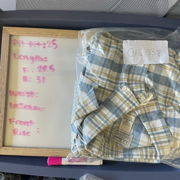 L.L. Bean Men's Blue and Cream Plaid Shirt - Picture 5 of 5